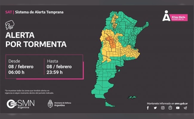 Alerta amarillo por tormentas: qué sectores de Córdoba están incluidos