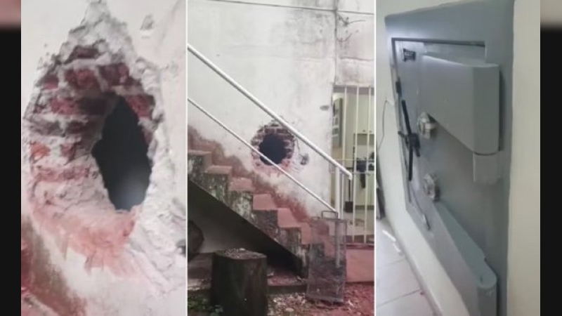 Cortaron la luz e hicieron un boquete para robar un banco: encontraron la caja fuerte vacía