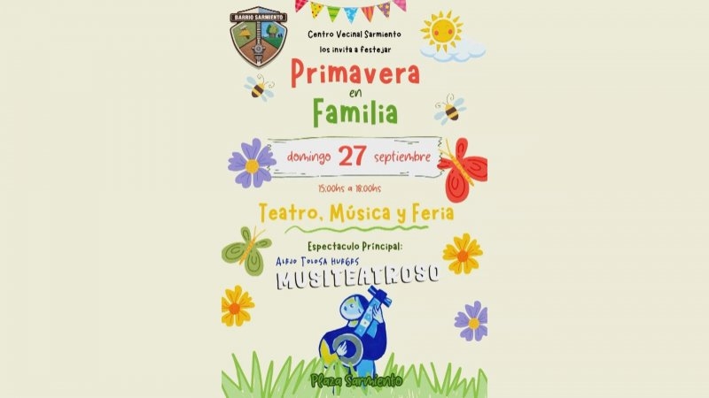 Primavera en Familia: una tarde de teatro, música y feria en barrio Sarmiento