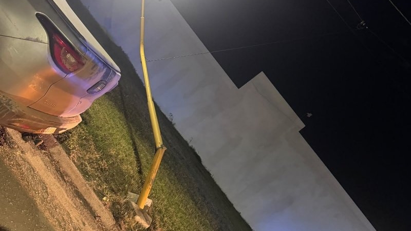 Un Fiat Toro choc&oacute; contra un poste de alumbrado p&uacute;blico
